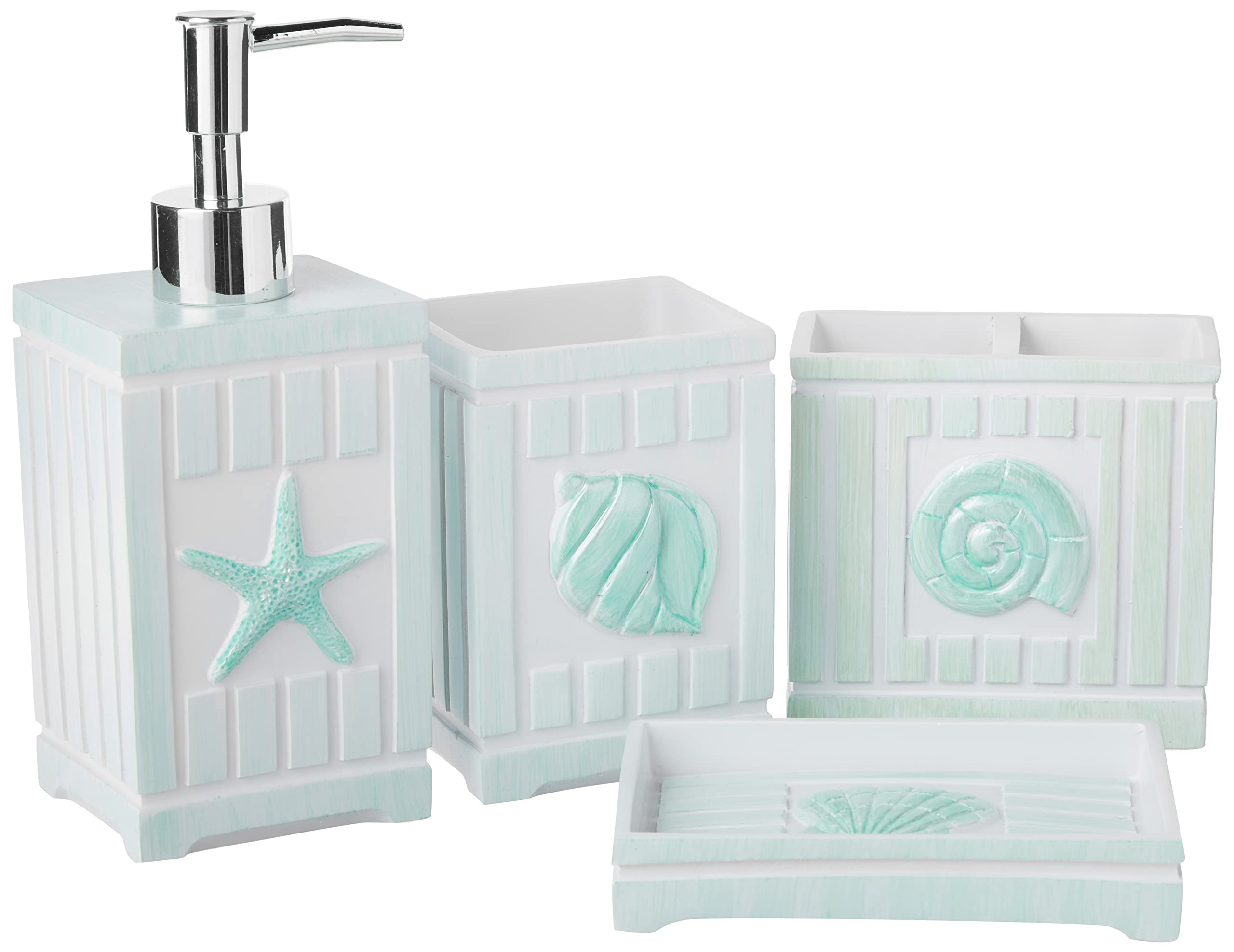 Sweet Home Collection 4-Piece Beach Life Modern Bathroom Accessory Set Bath Shower Tub Decor