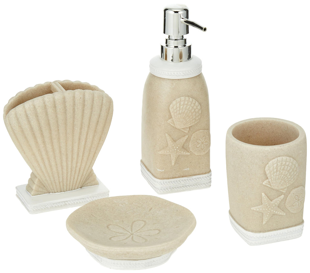 Sweet Home Collection 4-Piece Beach Life Modern Bathroom Accessory Set Bath Shower Tub Decor