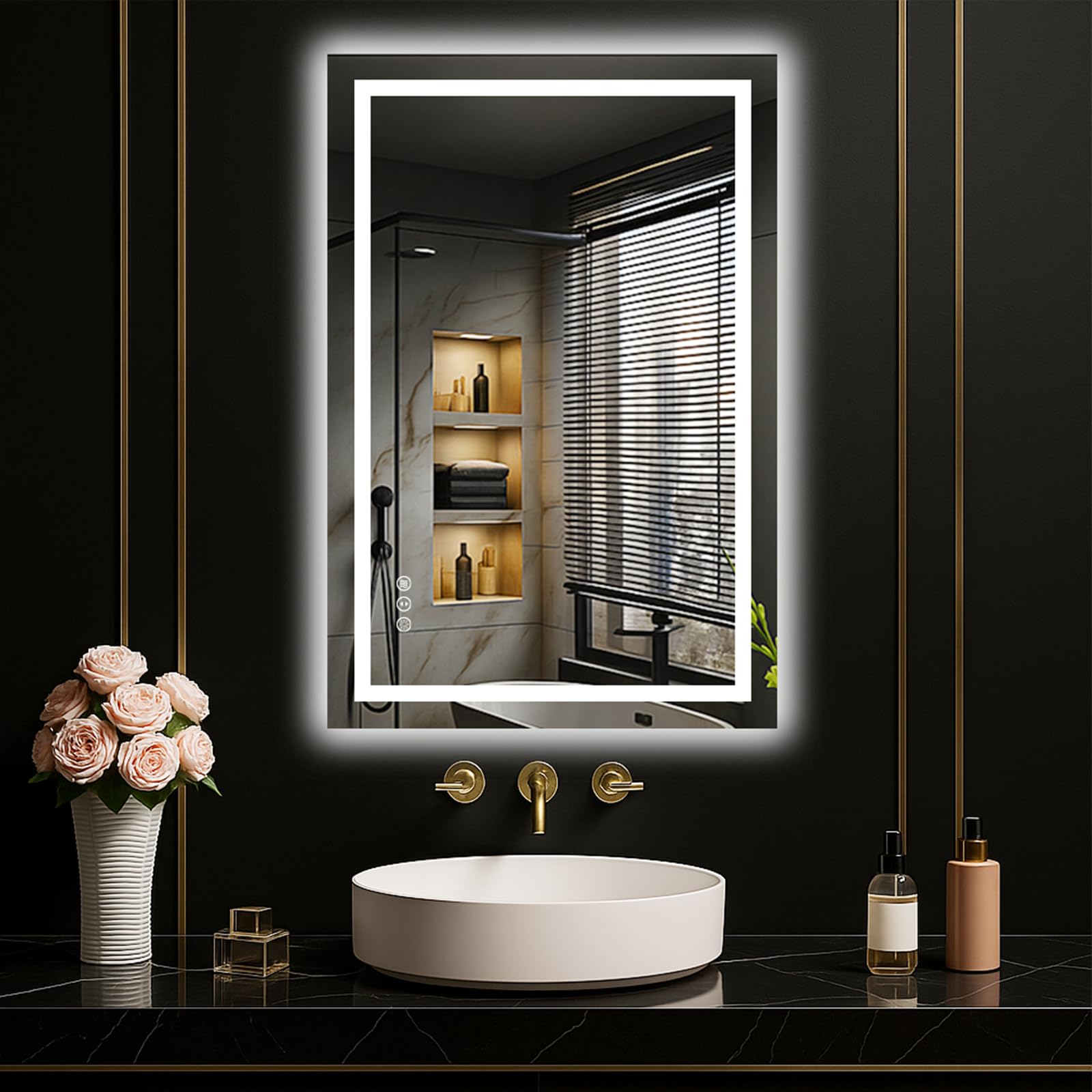 24×32 Front & Backlit LED Bathroom Vanity Mirror, Dimmable Anti-Fog Wall Mirror with Memory Shatterproof Tempered Glass ETL Listed