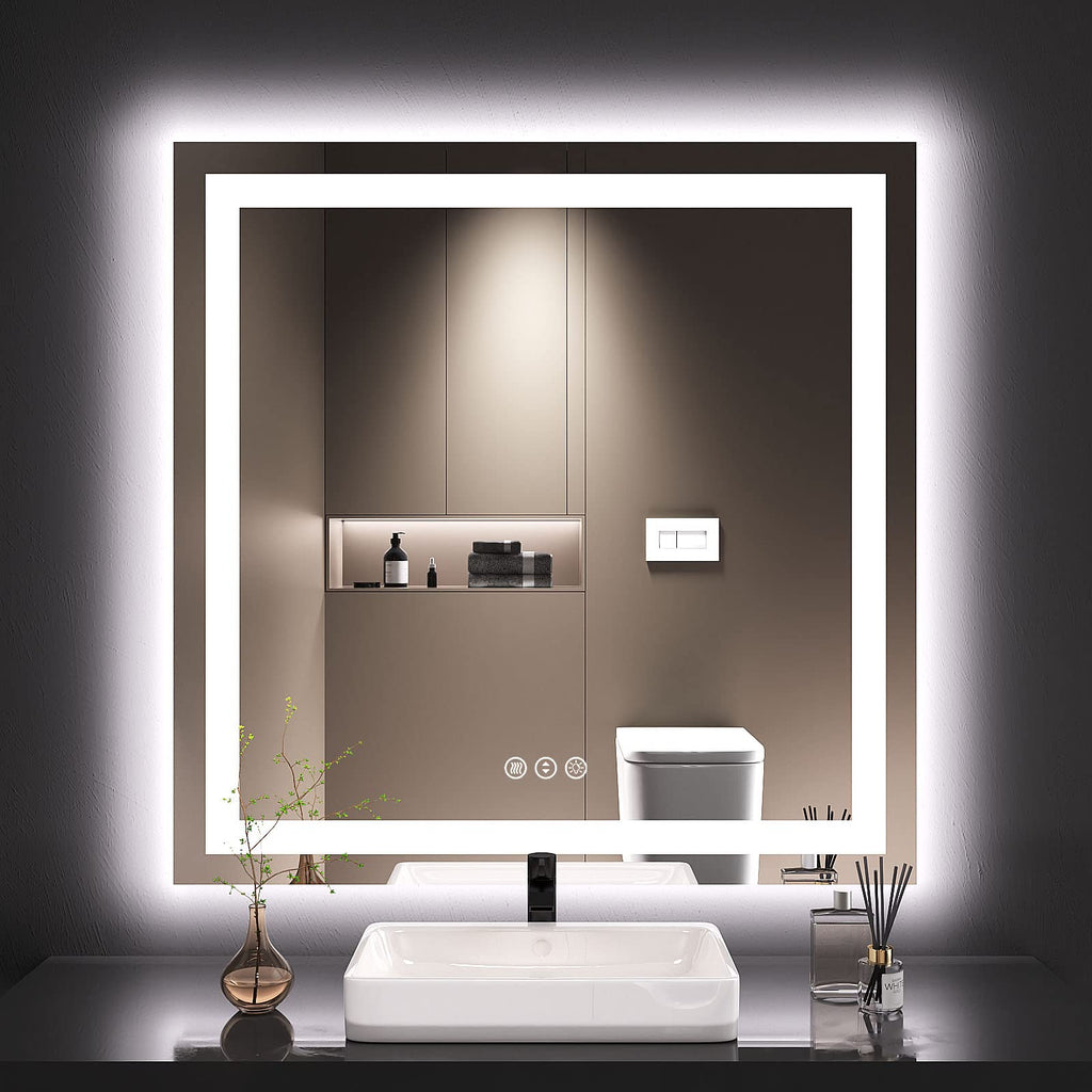 24×32 Front & Backlit LED Bathroom Vanity Mirror, Dimmable Anti-Fog Wall Mirror with Memory Shatterproof Tempered Glass ETL Listed