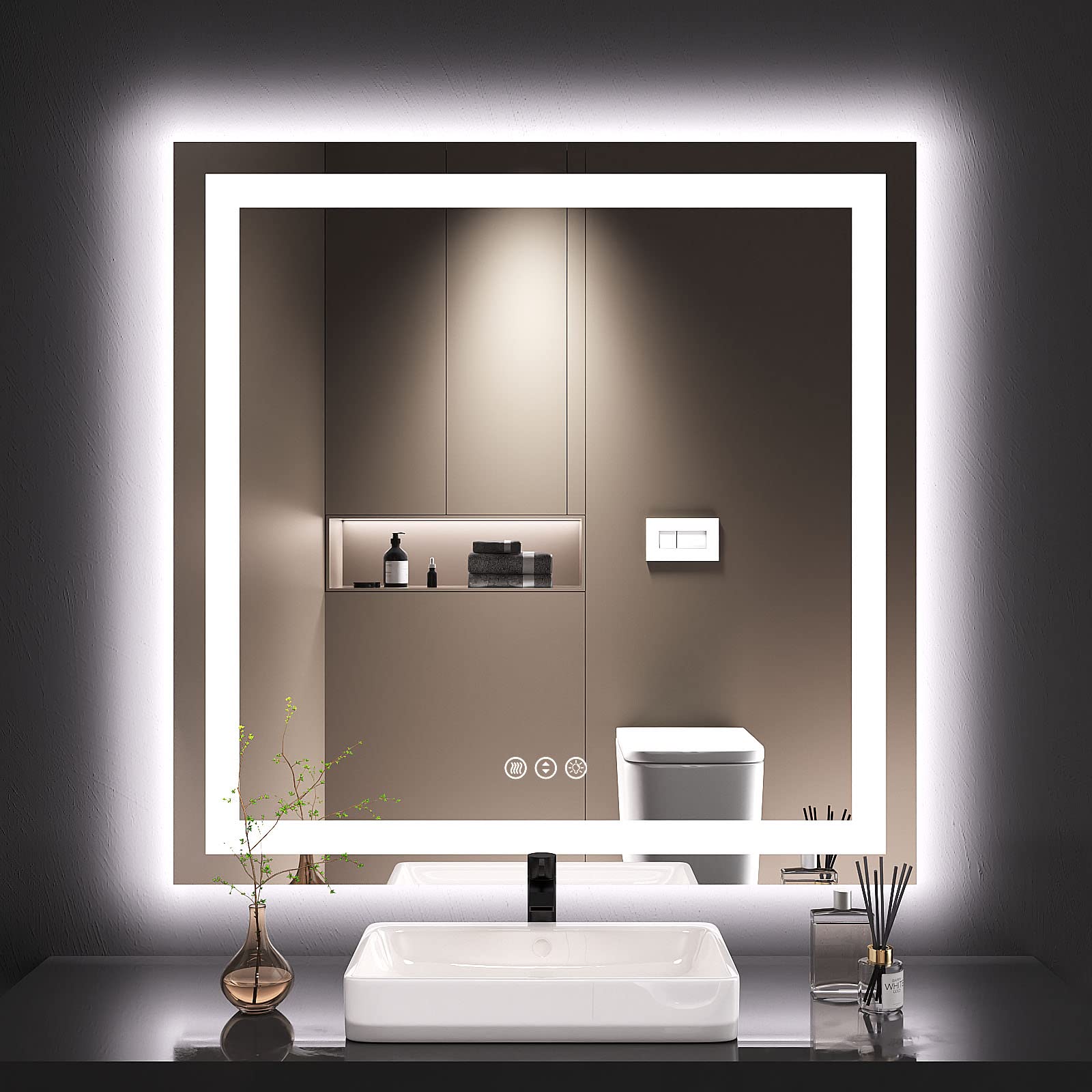 24×32 Front & Backlit LED Bathroom Vanity Mirror, Dimmable Anti-Fog Wall Mirror with Memory Shatterproof Tempered Glass ETL Listed