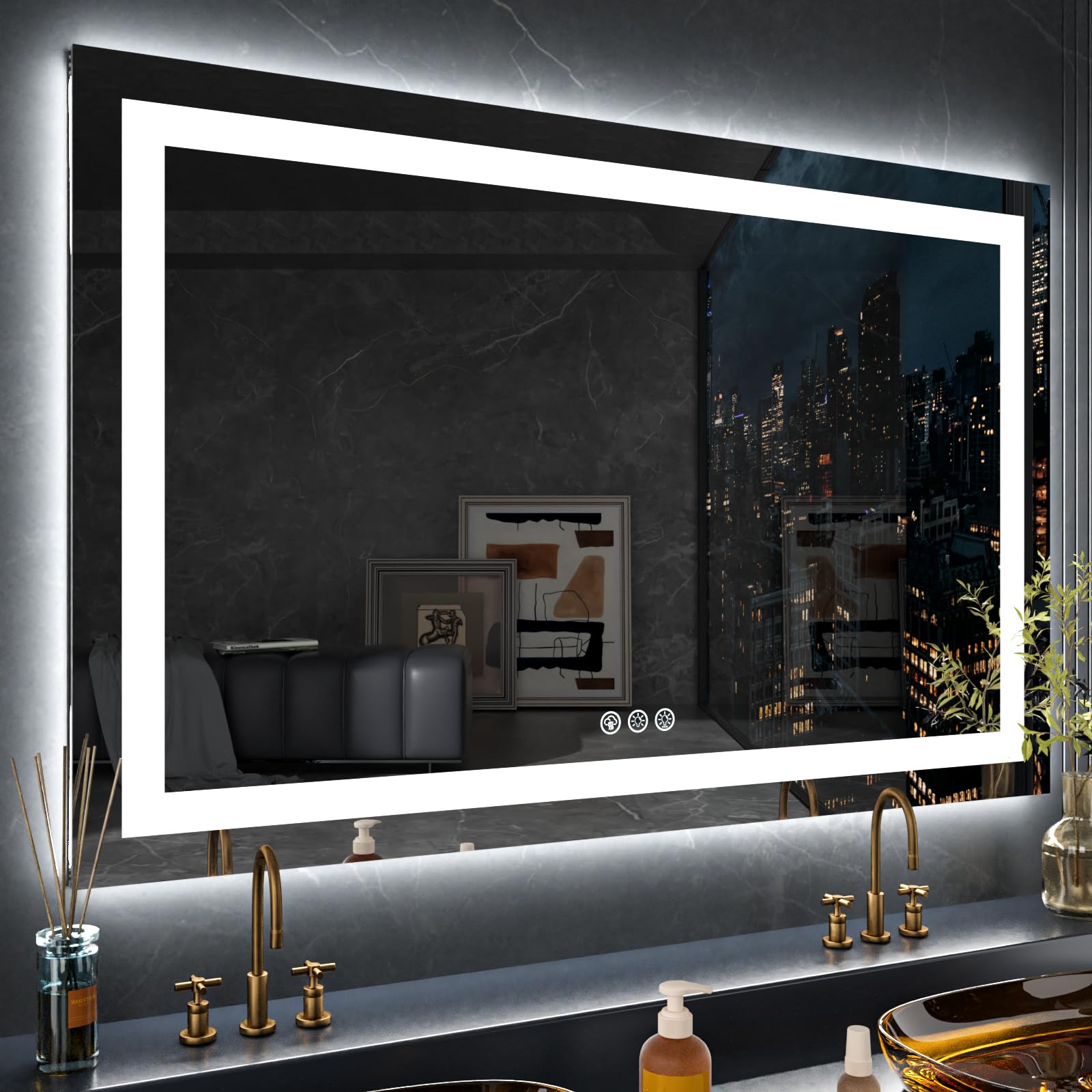 24×32 Front & Backlit LED Bathroom Vanity Mirror, Dimmable Anti-Fog Wall Mirror with Memory Shatterproof Tempered Glass ETL Listed