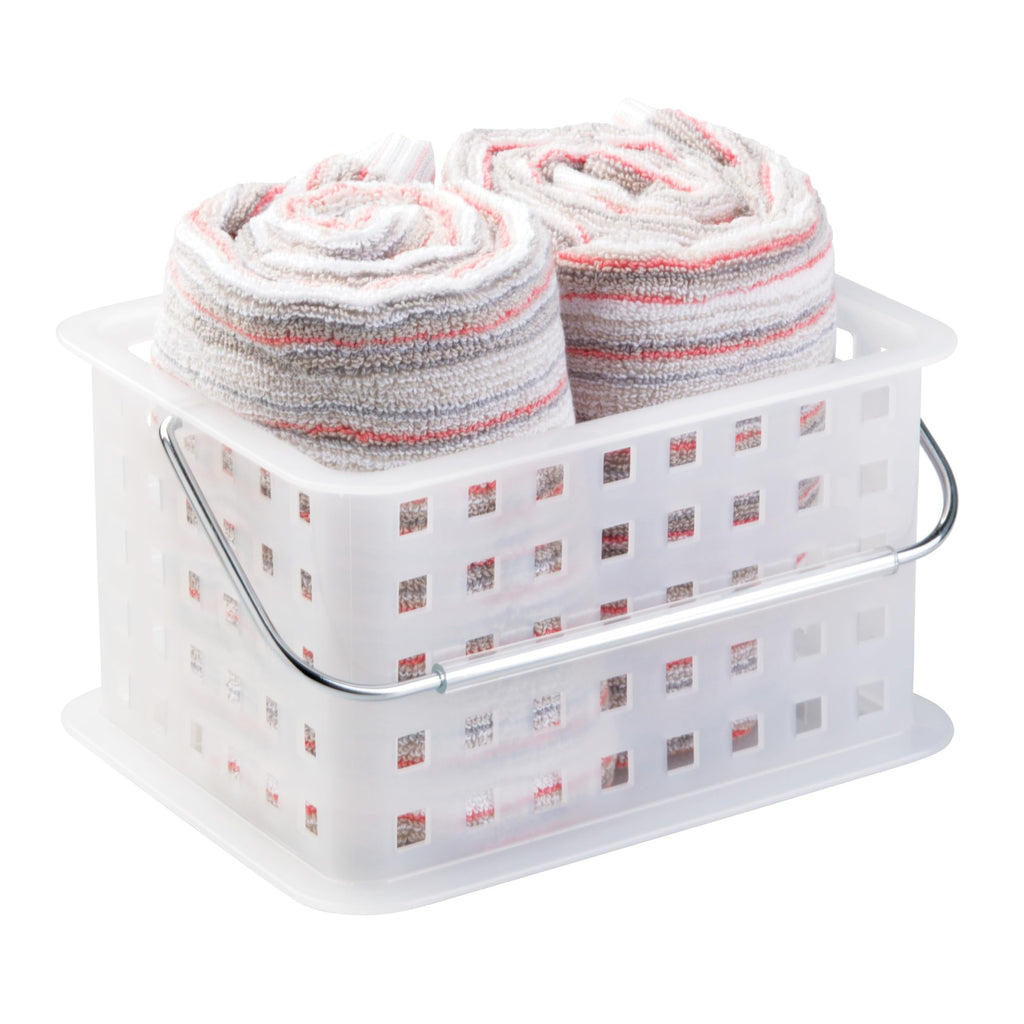 iDesign Portable Shower Caddy Basket with Handle for College Dorm or Bathroom - White - Made in USA