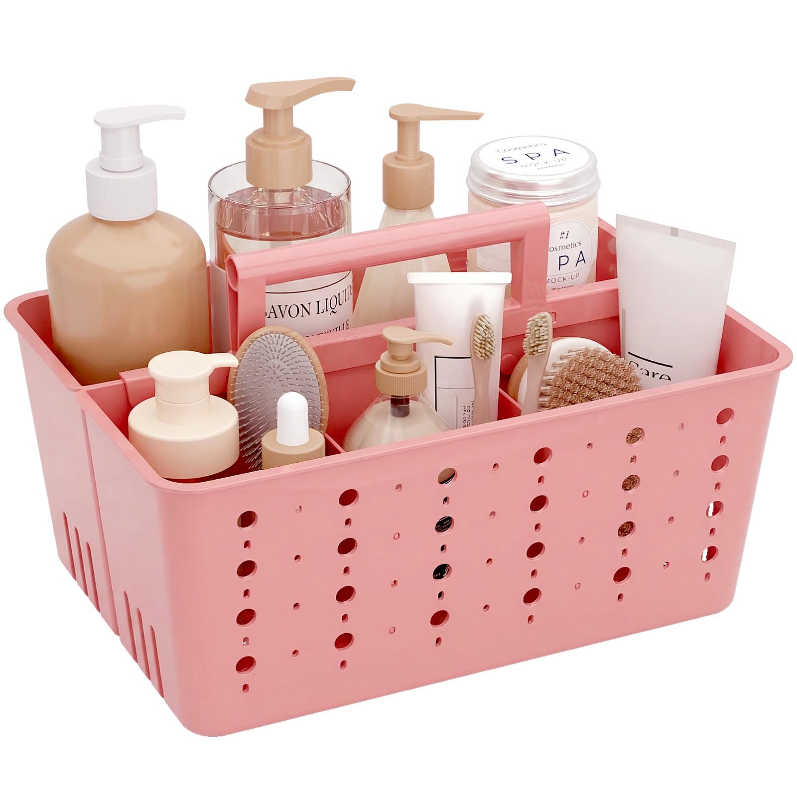 Lifewit Shower Caddy Portable, Caddy Organizer with Handle and Adjustable Dividers, Plastic Shower Basket for Dorm Room Essentials, College, Bathroom, White, 1 Pack
