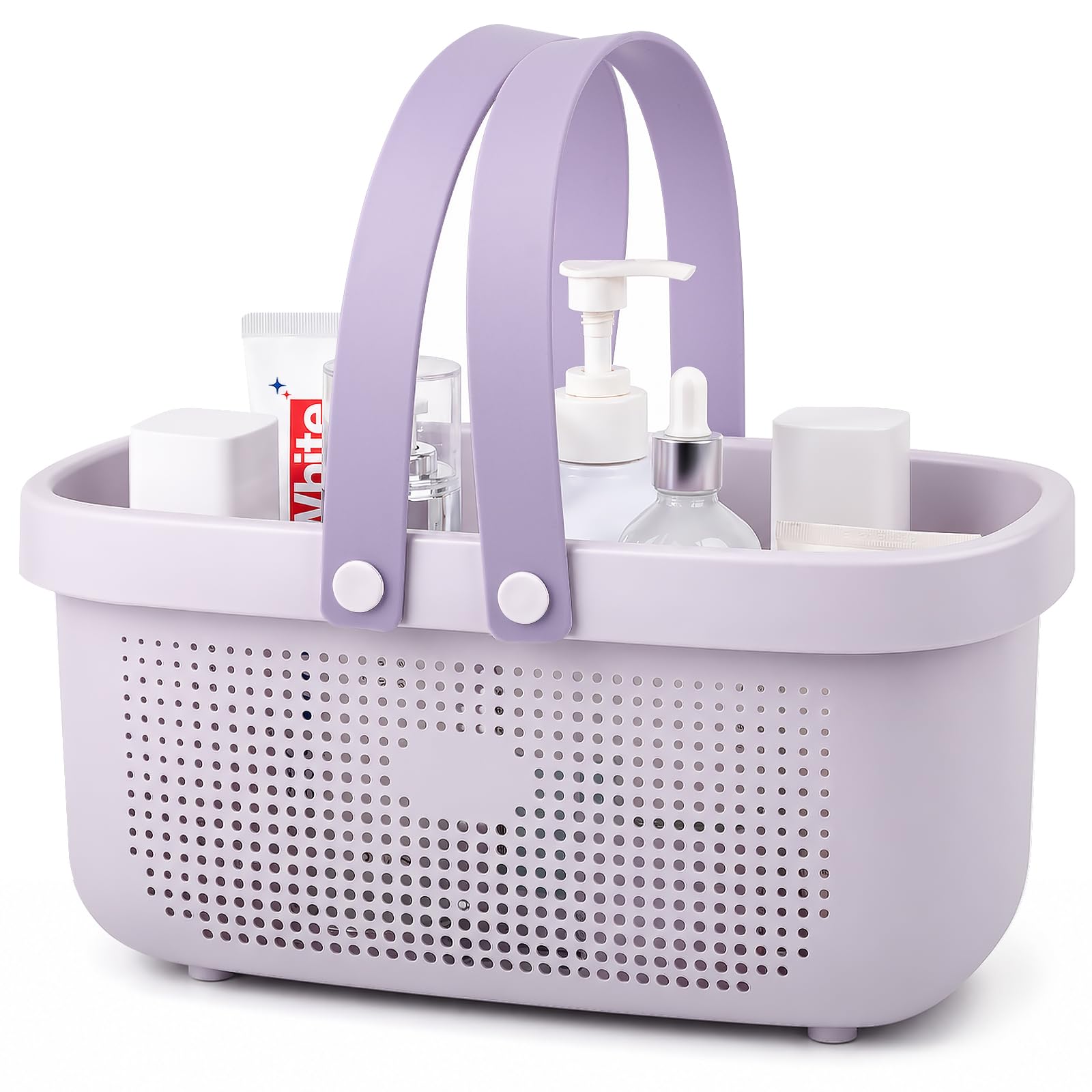 JiatuA Plastic Storage Basket with Handle Portable Shower Caddy Tote Organizer Basket Bin for Bathroom Kitchen Dorm Room Bedroom, Green