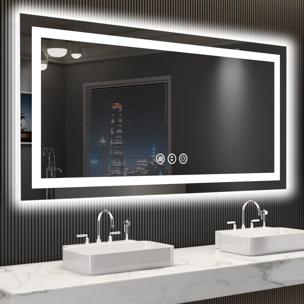 24×32 Front & Backlit LED Bathroom Vanity Mirror, Dimmable Anti-Fog Wall Mirror with Memory Shatterproof Tempered Glass ETL Listed