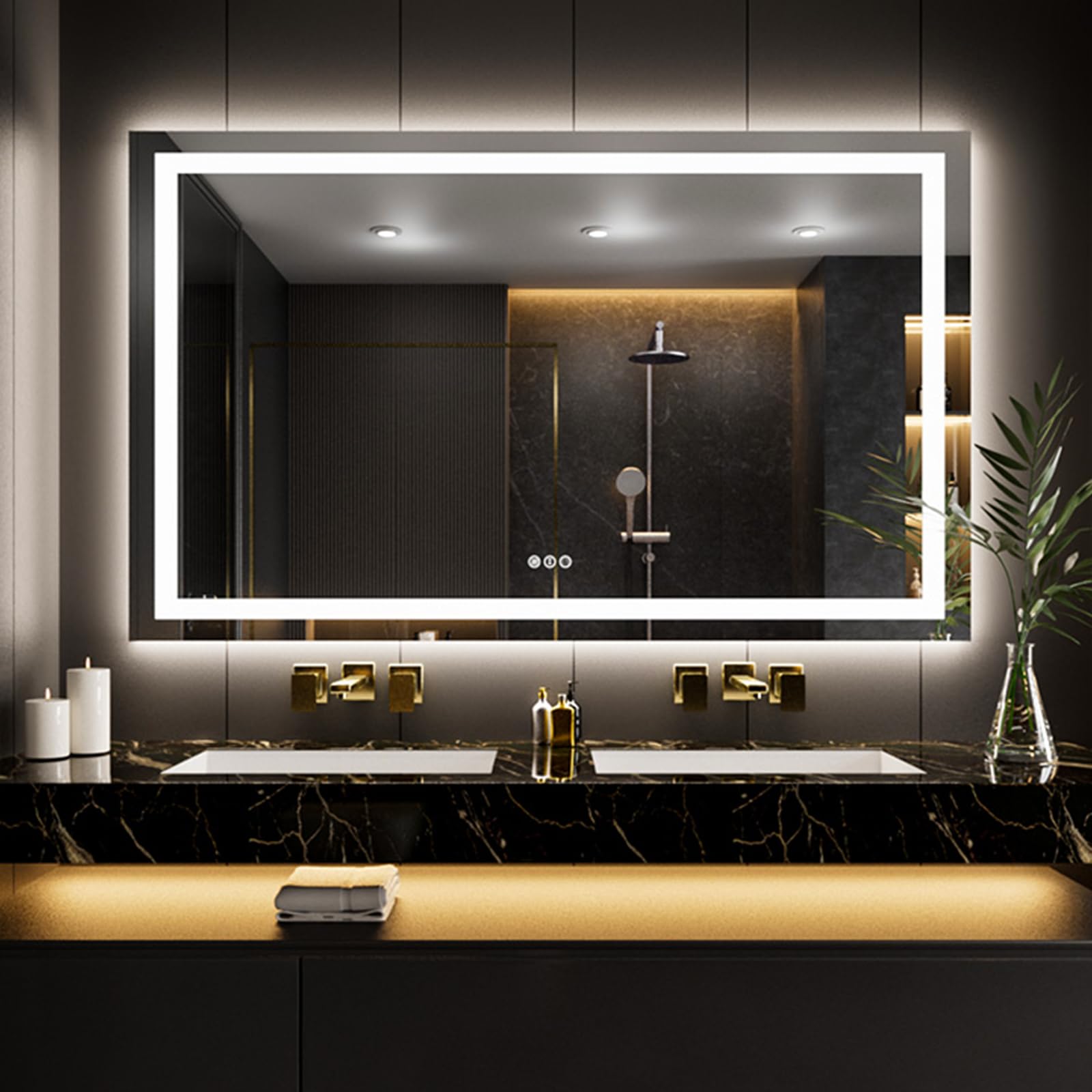 24×32 Front & Backlit LED Bathroom Vanity Mirror, Dimmable Anti-Fog Wall Mirror with Memory Shatterproof Tempered Glass ETL Listed