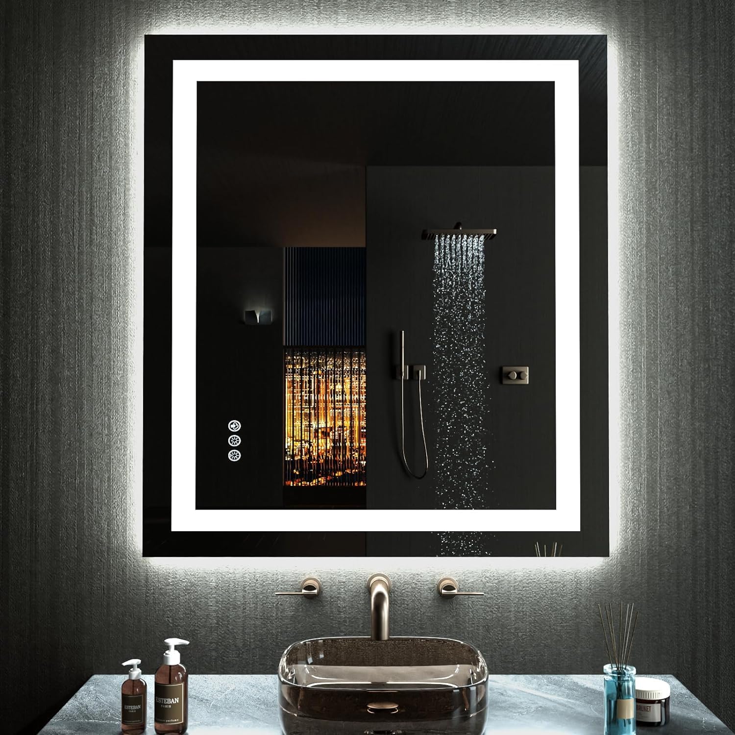 24×32 Front & Backlit LED Bathroom Vanity Mirror, Dimmable Anti-Fog Wall Mirror with Memory Shatterproof Tempered Glass ETL Listed