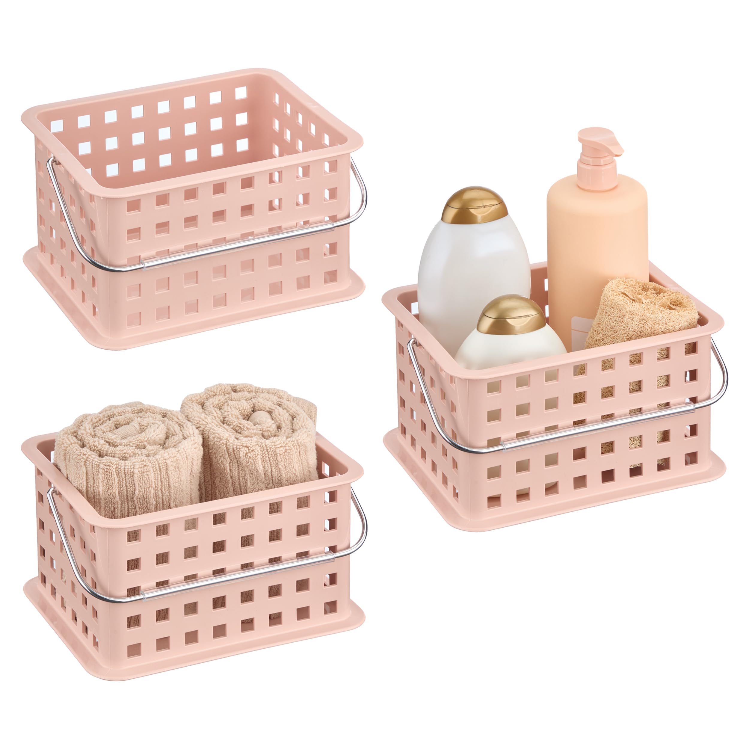 iDesign Portable Shower Caddy Basket with Handle for College Dorm or Bathroom - White - Made in USA