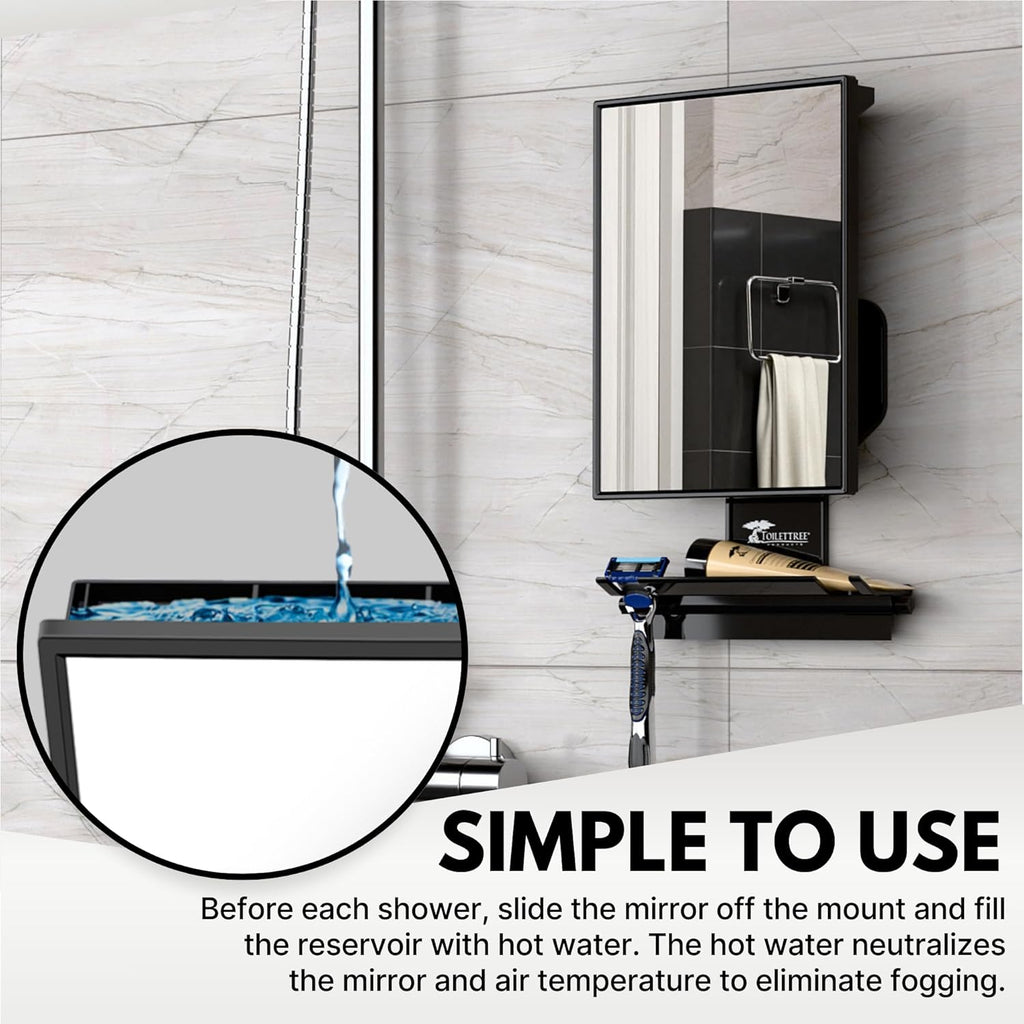 Tall Fogless Rustproof Shower Shaving Mirror Adjustable with Squeegee Impact Resistant Bathroom Accessory