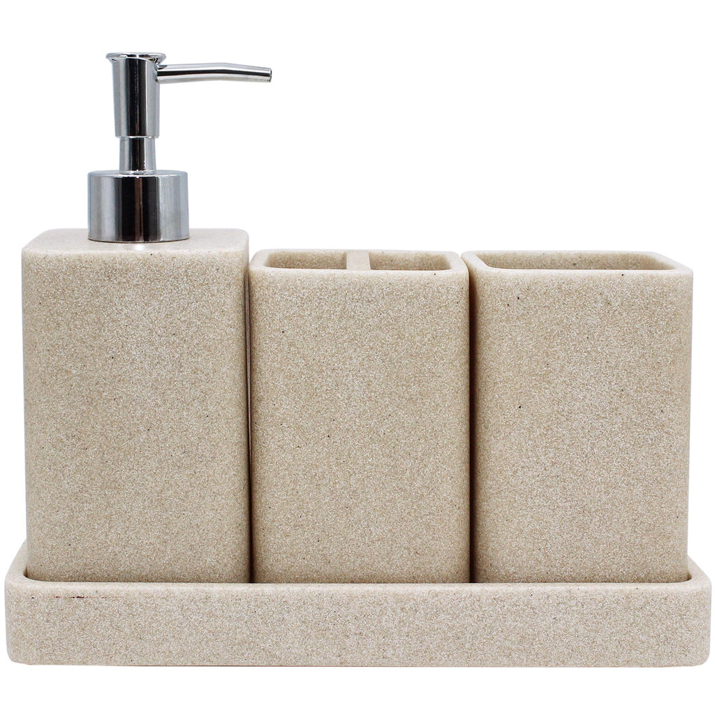 YMXYJM Bathroom Accessories Set, 4 Pcs Bathroom Accessory Set, Soap Dispenser, Toothbrush Holder, Qtip Holder Set, Bathroom Sets Complete, Bathroom Sink Set for Modern Home Decor, White