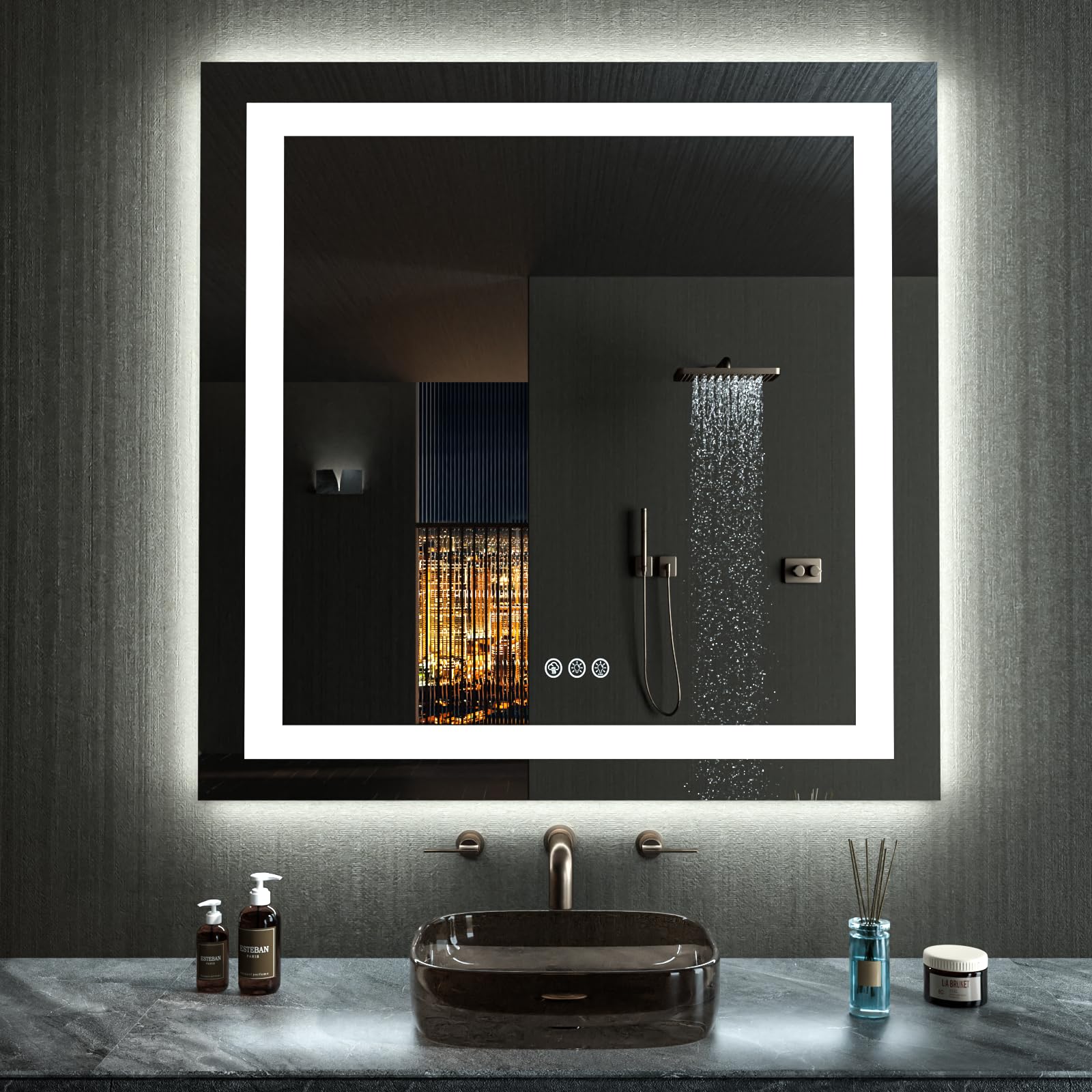 24×32 Front & Backlit LED Bathroom Vanity Mirror, Dimmable Anti-Fog Wall Mirror with Memory Shatterproof Tempered Glass ETL Listed
