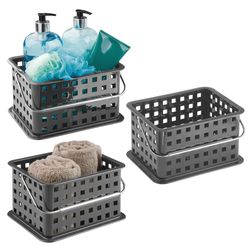 iDesign Portable Shower Caddy Basket with Handle for College Dorm or Bathroom - White - Made in USA