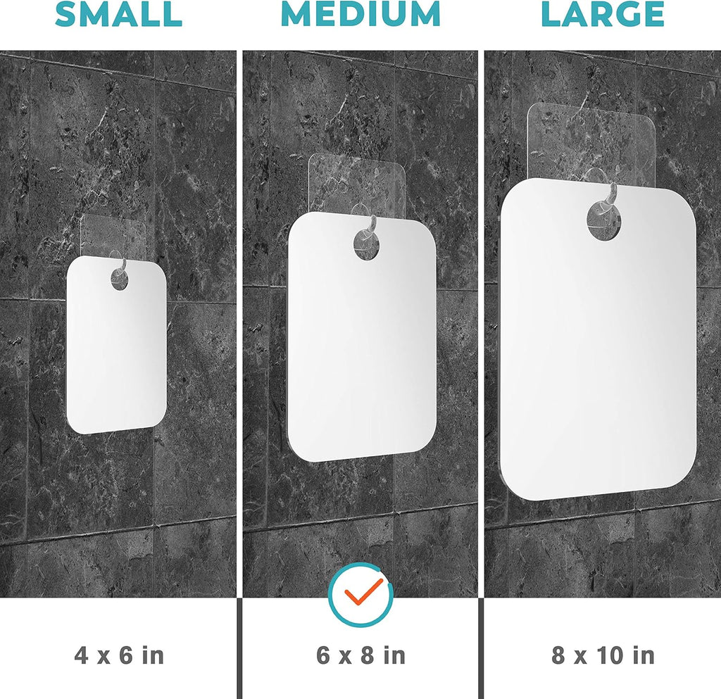 HONEYBULL Fogless Shower Mirror for Shaving – Anti-Fog Acrylic Mirror with Razor Holder, No-Drill Wall Mount, Flat Design for Steam Showers, Medium 6x8in