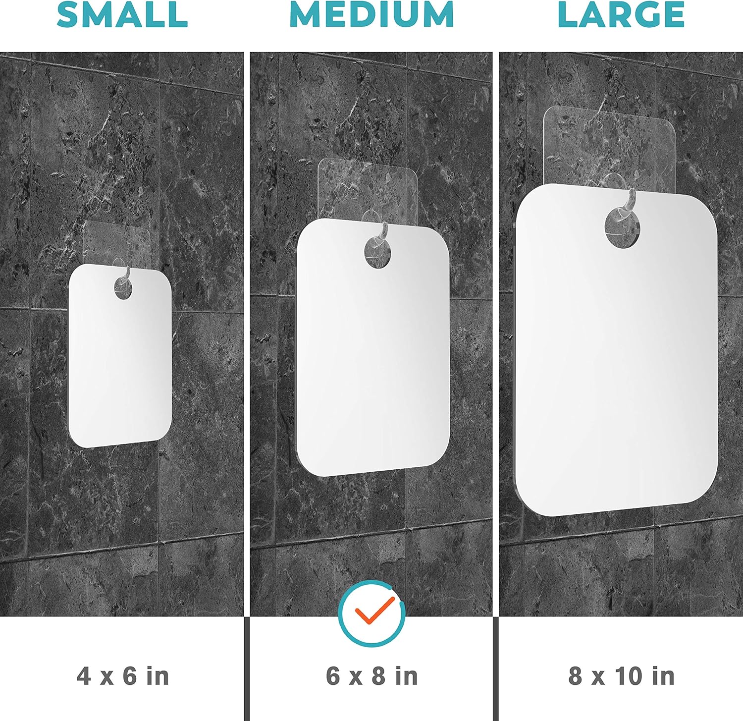 HONEYBULL Fogless Shower Mirror for Shaving – Anti-Fog Acrylic Mirror with Razor Holder, No-Drill Wall Mount, Flat Design for Steam Showers, Medium 6x8in