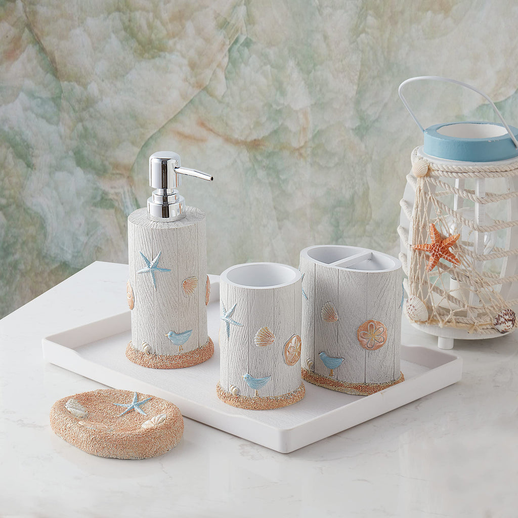 Sweet Home Collection 4-Piece Beach Life Modern Bathroom Accessory Set Bath Shower Tub Decor